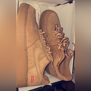 Size 11: Khaki brown supreme air force ones